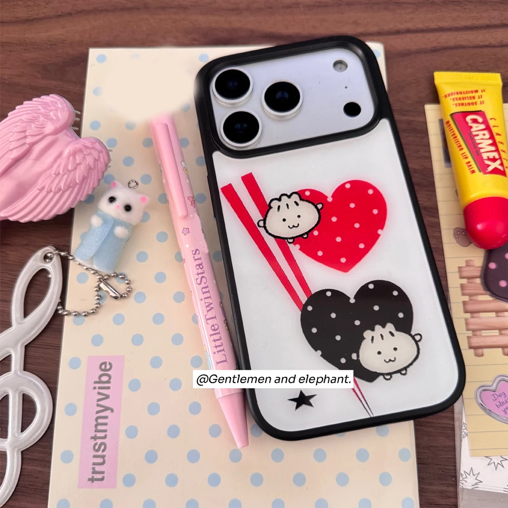 Capa de Celular Y2K Estilo Japonês e Coreano com Design de Bolinhos do Amor Antigo para iPhone 17 Air 16 15 14 13 12 11 Pro XR XS X Max 8 7 Plus