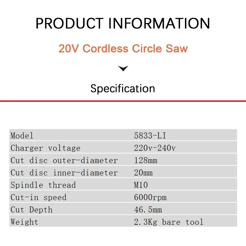 Devon 20v Cordless Circular Saw Brushless Motor 5833 20v 128x20mm Adjustable Degree Cutting Professional Tool Share Flex Battery