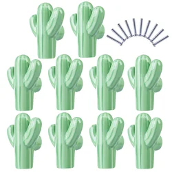 6pcs / 8pcs / 10pcs Children Cactus Shape Ceramic Door Knob Furniture Handle Drawer Cupboard Kitchen Pull Handle - Light Green