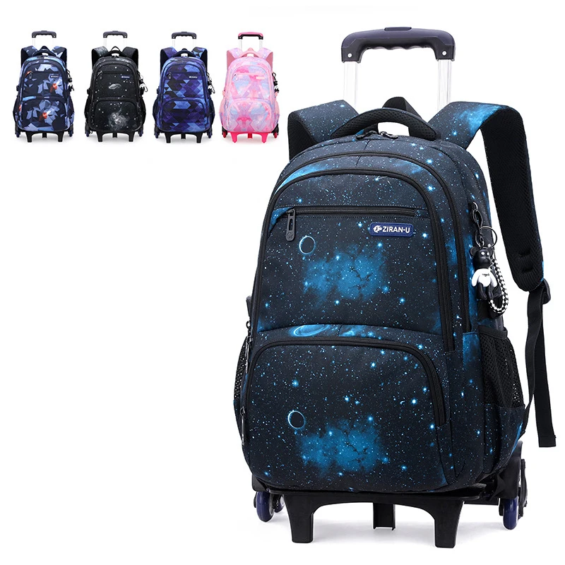 Mochila escolar con ruedas para niños, morral escolar con ruedas