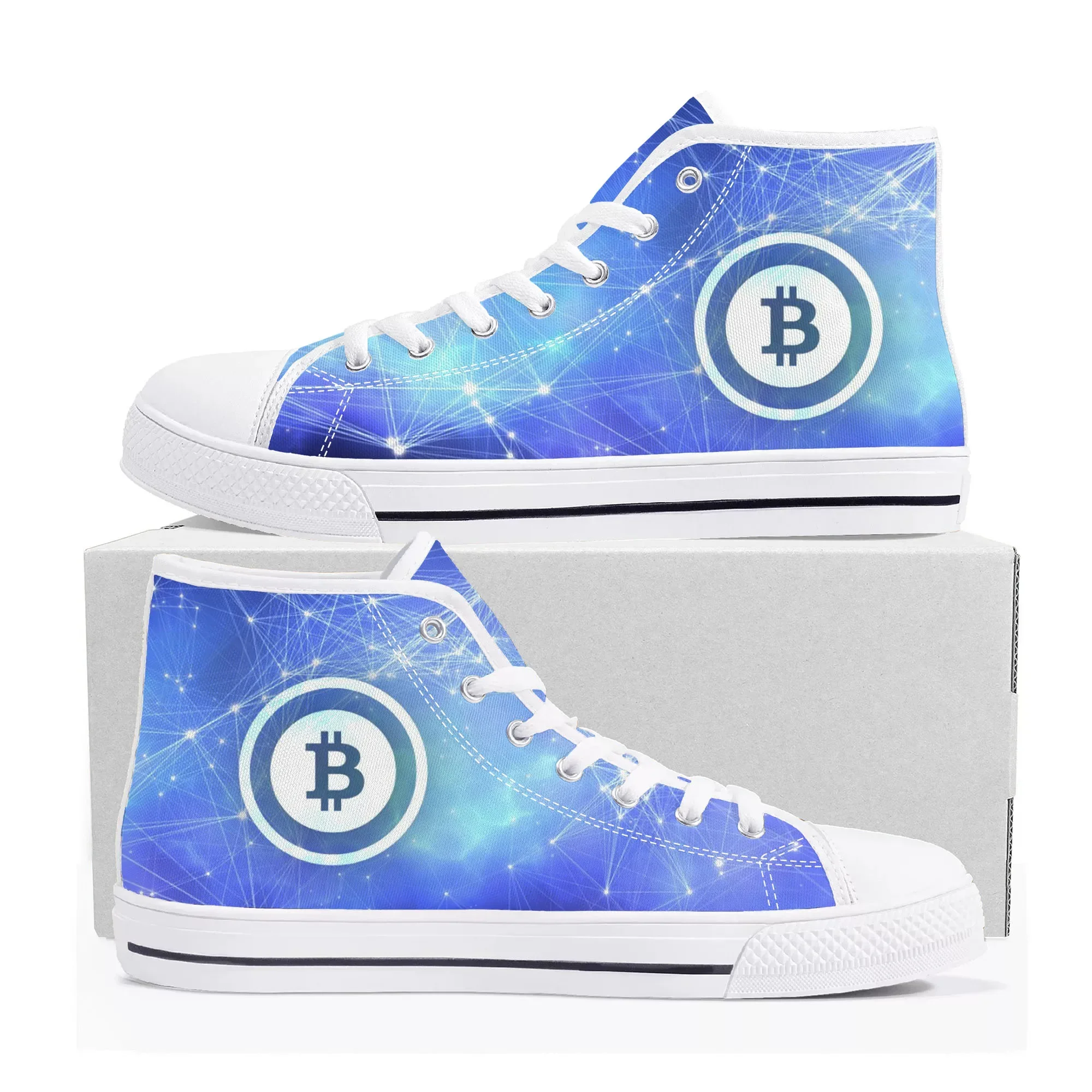 Bitcoin Cryptocurrency Miner BTC Coin High Top Sneakers Mens Womens Teenager Canvas Sneaker Casual Couple Shoes Custom Shoe