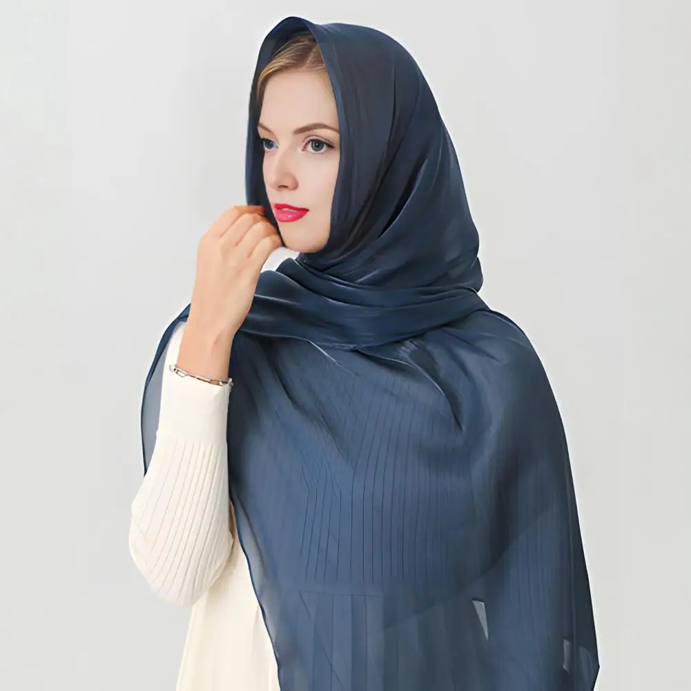 

Дышащий платок, универсальный однотонный женский платок, шаль для защиты от ультрафиолета, повседневная одежда, исламский тюрбан большого размера