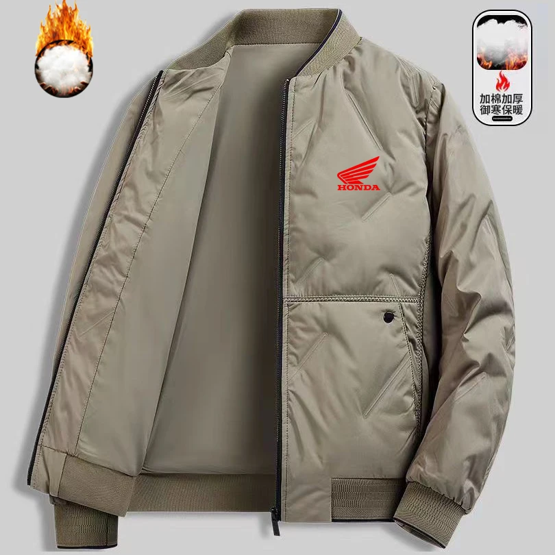 Honda Logo Otoño/Invierno prendas de vestir exteriores nueva moda marca hombres cuello de béisbol invierno a prueba de frío chaqueta de vuelo Casual ropa