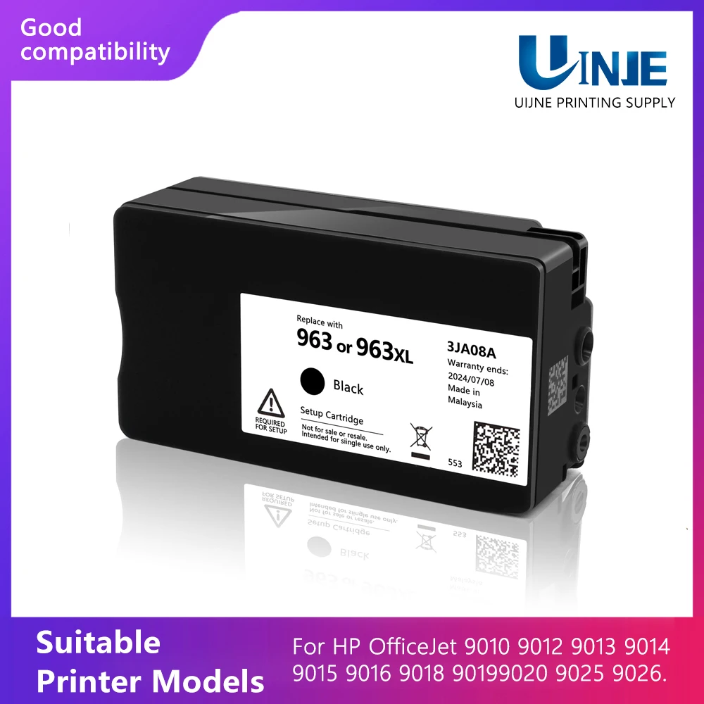 

For HP 963 963XL ink cartridge suitable for use on HP OfficeJet 9010 9012 9015 9016 9018 9019 9020 9025 9026 printers hp963 ink