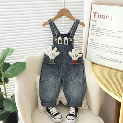 Spring Autumn Children Clothes Baby Boys Girls Cartoon Denim Pants Overalls Infant Outfit Kids Fashion Toddler Casual 0-5 Years