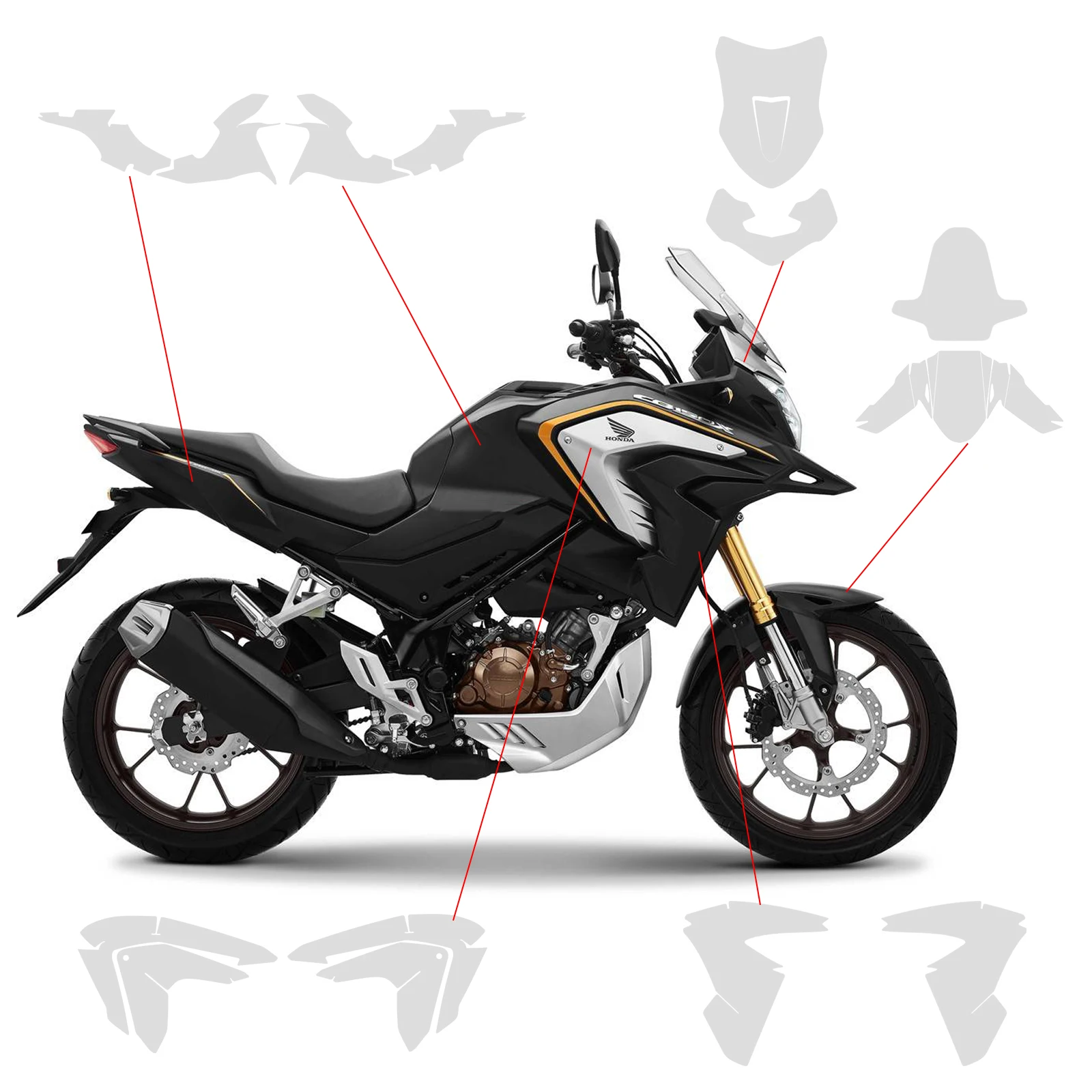 CB150X PPF Fairing Invisible Set Body Protective Film For Honda CB 150X CB 150 X 2024 Motorcycle TPU Paint Protection Film