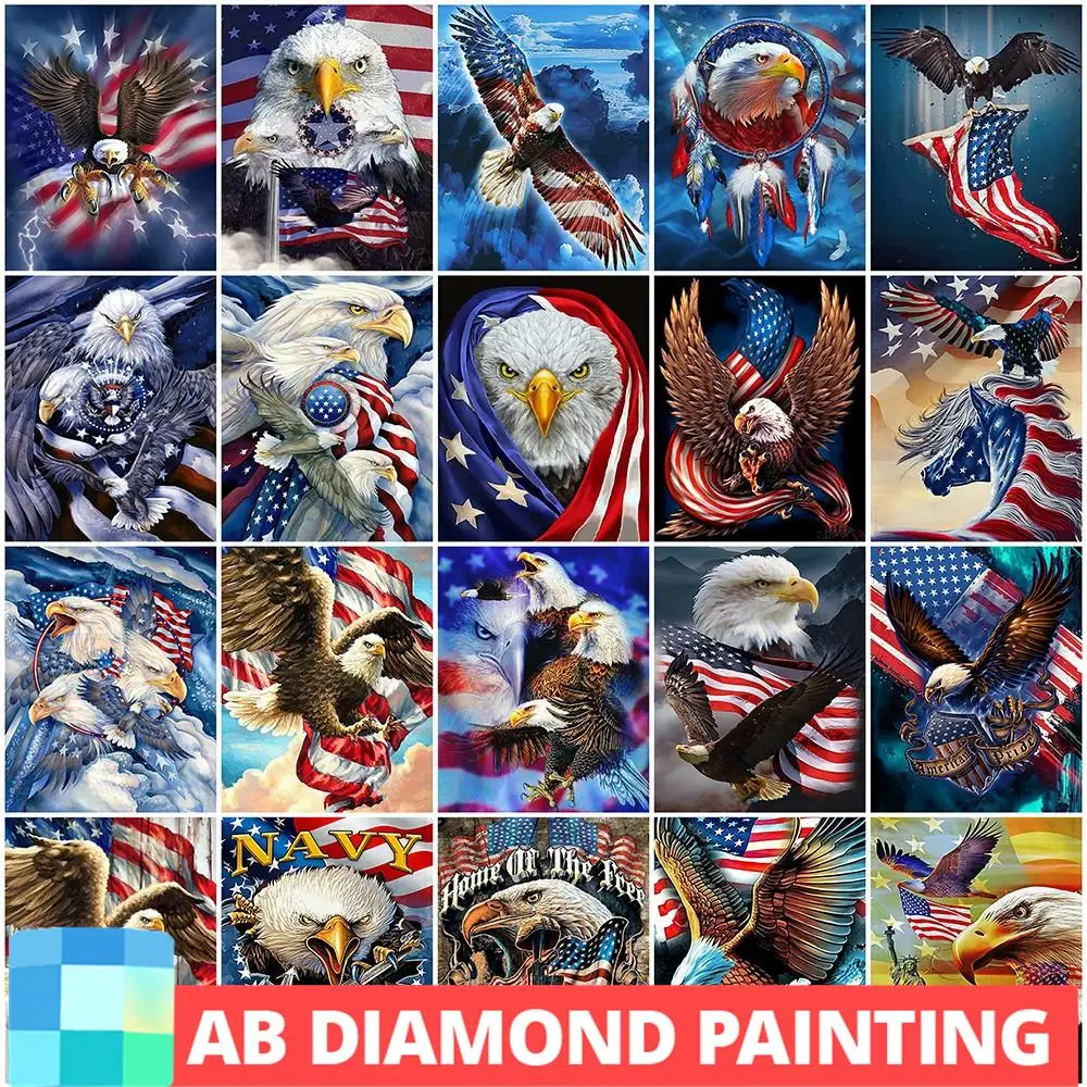 AB Drills 5D DIY Diamond Painting Eagle Mosaic Art Kits Diamond Embroidery Animal National Flag Picture Cross Stitch Wall Decor