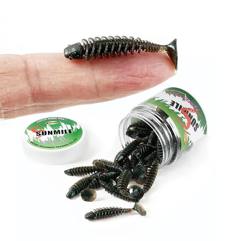 SUNMILE Fishing Soft Bait Worm Sztuczne przynęty 4cm/0.6g 20szt Woblery wędkarskie Leurre Souple Lure Okoń Pstrąg Bass Lures — 2