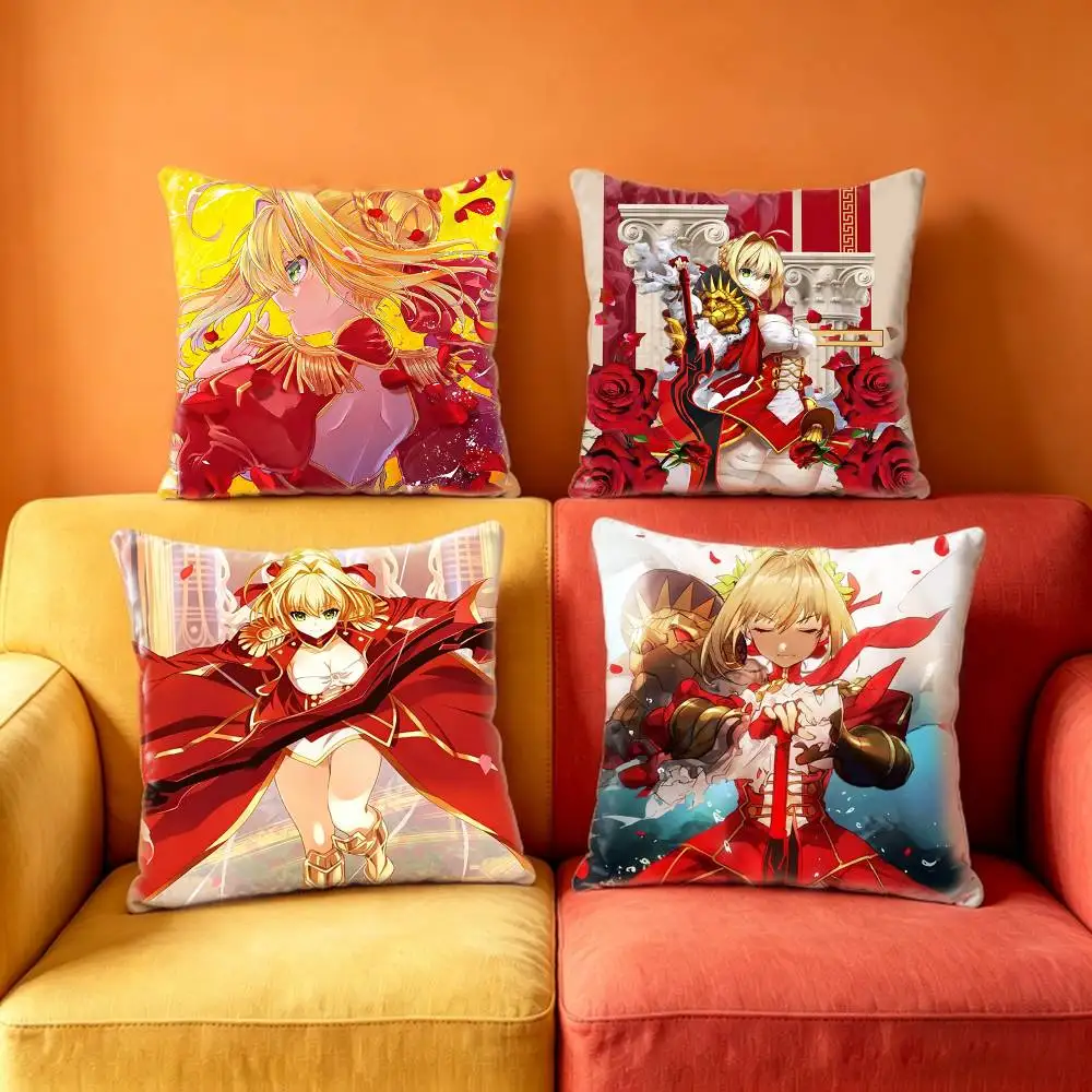 Funda de almohada Nero Claudius Fate Extra Nero Beast, funda de almohada antipolvo, funda de cojín de sofá sedosa con cremallera invisible para dormitorio