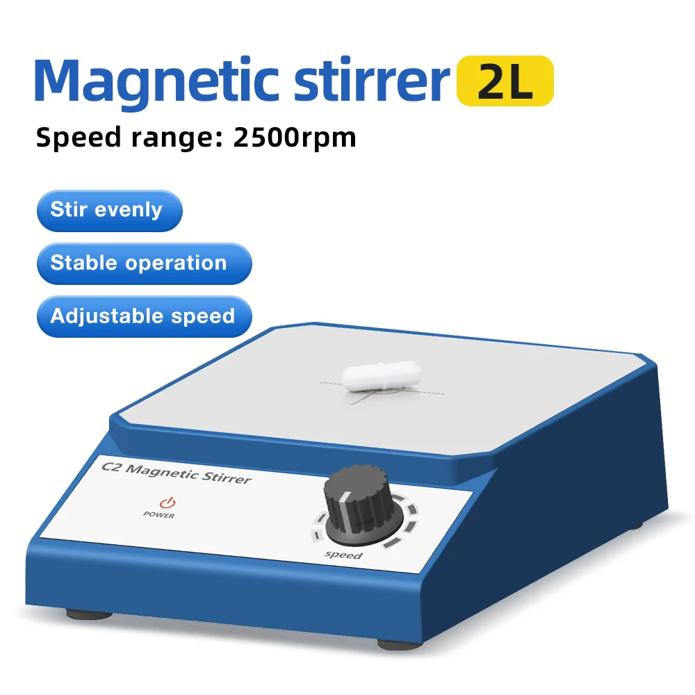 

2025 New 2L Magnetic Stirrer Magnetic Mixer With Stir Bar High-Power 2500 rpm Lab Mixer Laboratory Supplies EU US Plug