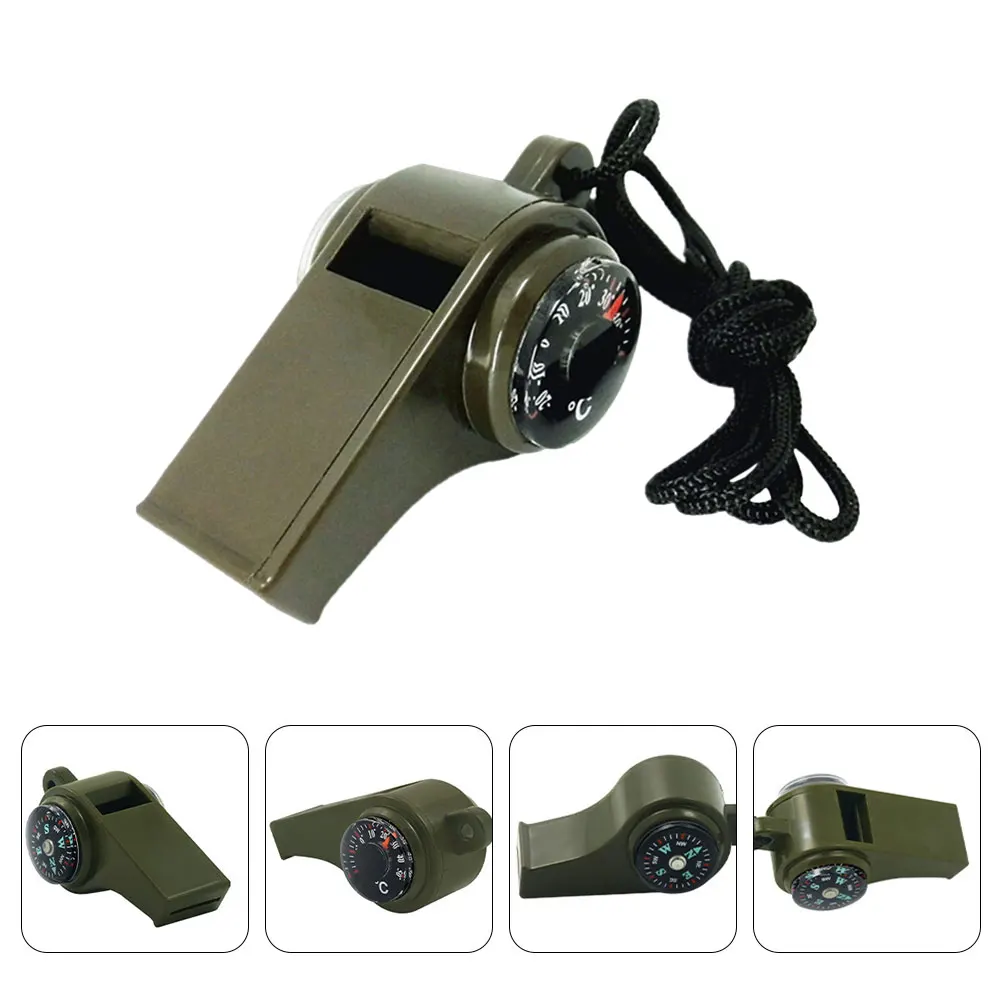 

Multifunctional Whistle Compass Thermometer Portable Outdoor Survival Hiking Camping Small Compass Climbing Whistle Pendant