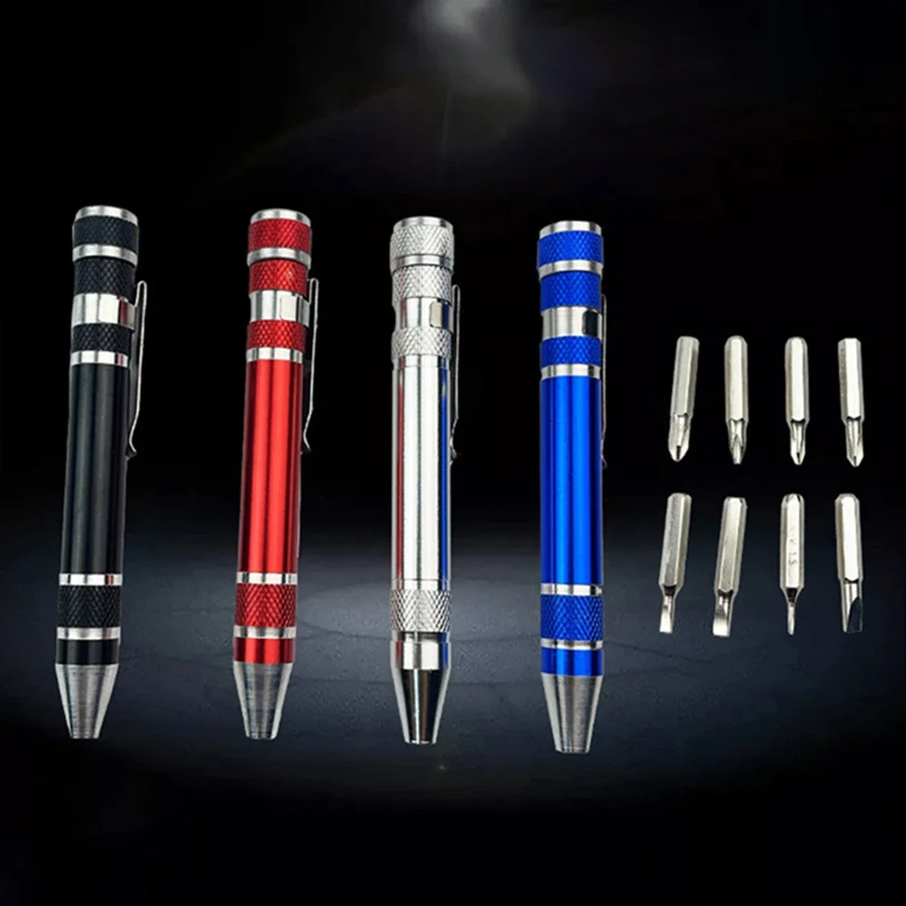 8 In 1 Pocket Precision Mini Screwdriver Pen Mobile Phone Repair Hand Tool Kit Portable Screwdriver Set Bit Magnetic Screwdriver