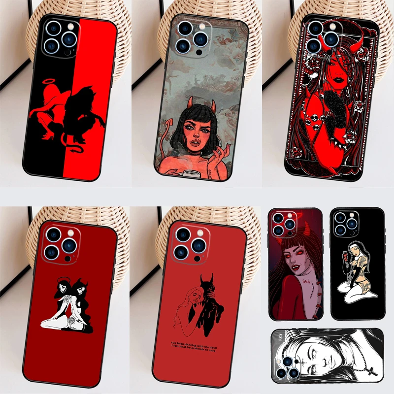 Satan Nun Devil Girl Case For iPhone 11 12 13 14 16 15 Pro Max Mini X XS Max XR Plus Cover Coque