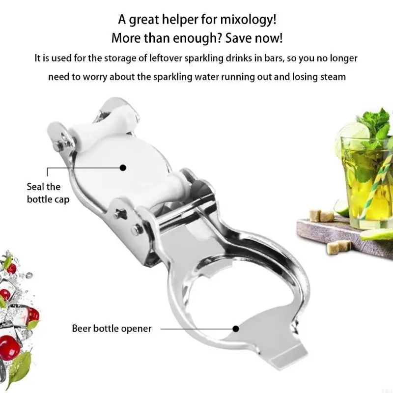   Durable Nonrust Steel Beverage Opener With Foldable Design And Secure Seal For Carbonated Drink Travel Essential