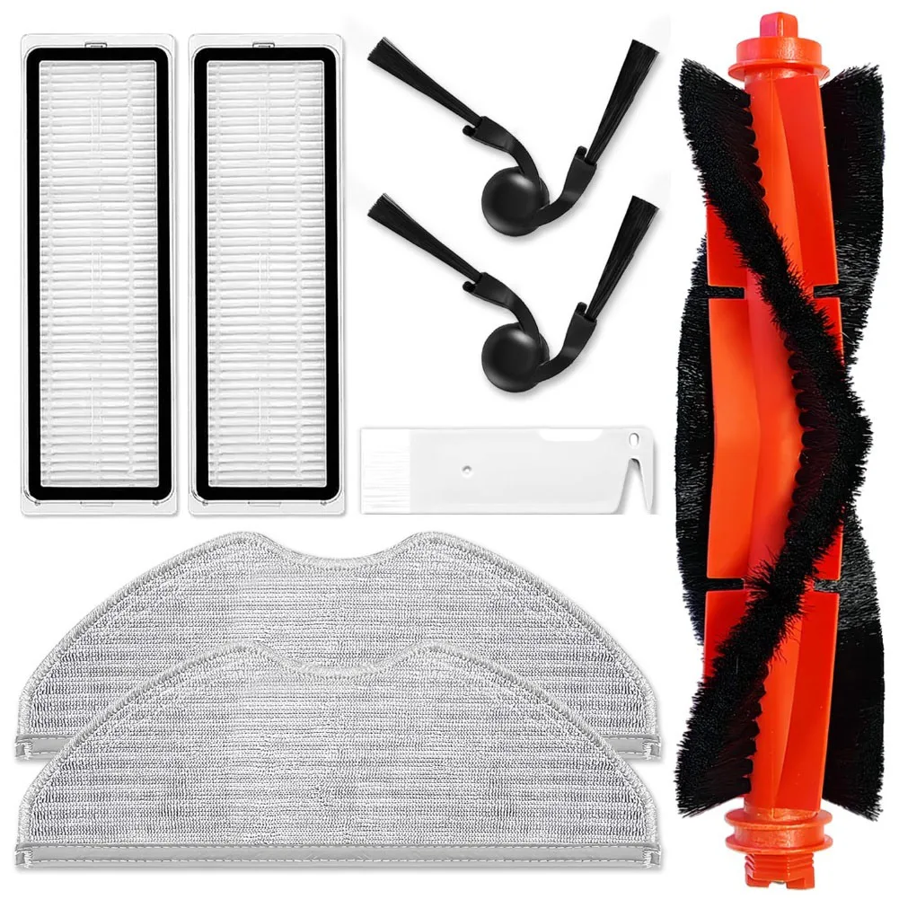 Vacuum Cleaner Parts For Xiaomi S40C E101, Main Brush Side Brushes Filter Mop Pads Kit, Deep Cleaning Replacement Set