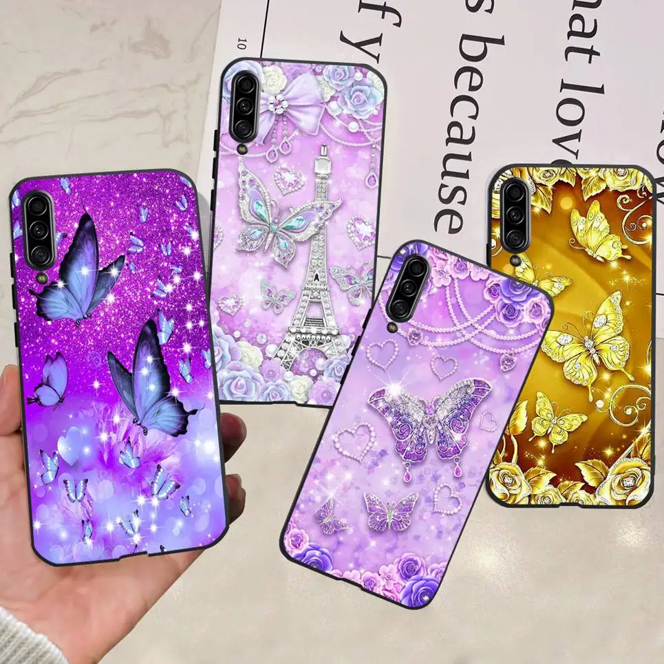 For Samsung Galaxy A90 5G Phone Case Samsung A90 SM-A908B 5G Flower Butterfly Woman Fashion Soft TPU Bumper Transparent Silicone image 5