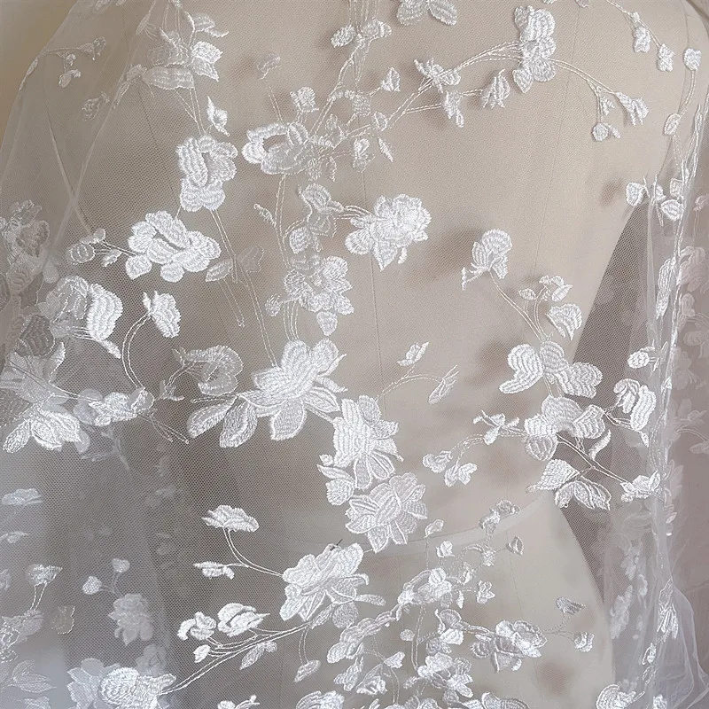 New High Quality Handmade Wedding Dress Net Yarn Embroidery, Exquisite Lace Flower Fabric Background Decoration Accessories