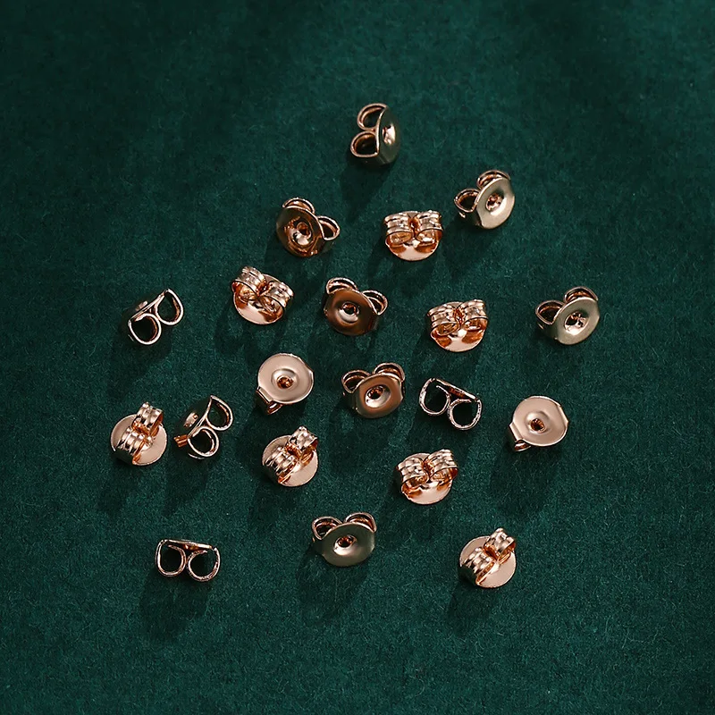 10 pairs High Quality Gold Plated Rose Gold Silver Color Copper Earring Back Plug Earring Settings Base Ear Studs Back WholeSale