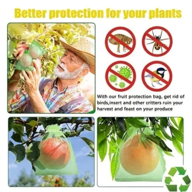 1-100pc Garden Strawberry Grapes Fruit Protection Bags Cover Plant Nursery Bag Pest Control Anti-Bird Mesh Bag Gardening Protect