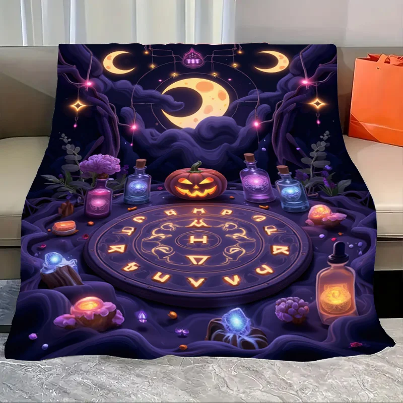 

Flannel Blanket-Soft Lightweight All-season Cozy Halloween Pumpkin Moon Night Print Baby Blanket Soft Plush