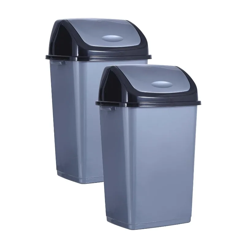 Superio Kitchen Trash Can 13 Gallon with Swing Lid, Plastic Tall Garbage Can Outdoor and Indoor, Large 52 Qt Recycle Bin