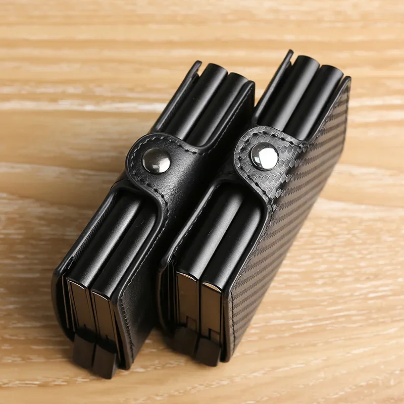 

Вместительный двухслойный картхолдер для ID и кредитных карт с защитой от RFID, волшебный кошелек для мужчин, чехол для карт из углеродного волокна