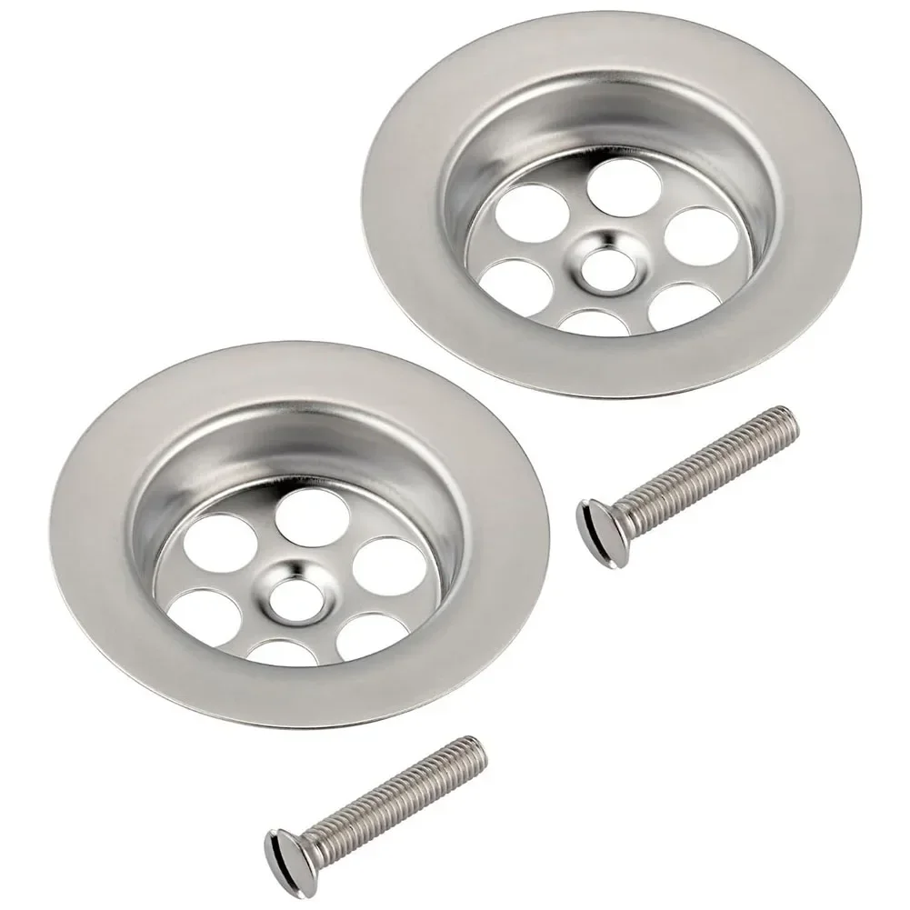 2 Set Foro per tappo da bagno di ricambio con vite Accessori di scarico in acciaio inossidabile Copri foro per tappo Diametro 70 mm