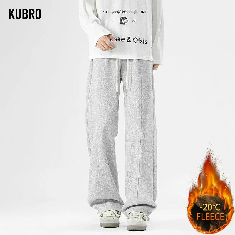 

Autumn Winter Thick Warm Sweatpants Men Fleece Liner Drawstring Straight Loose Sports Pants Male Casual Fleece Thermal Trousers