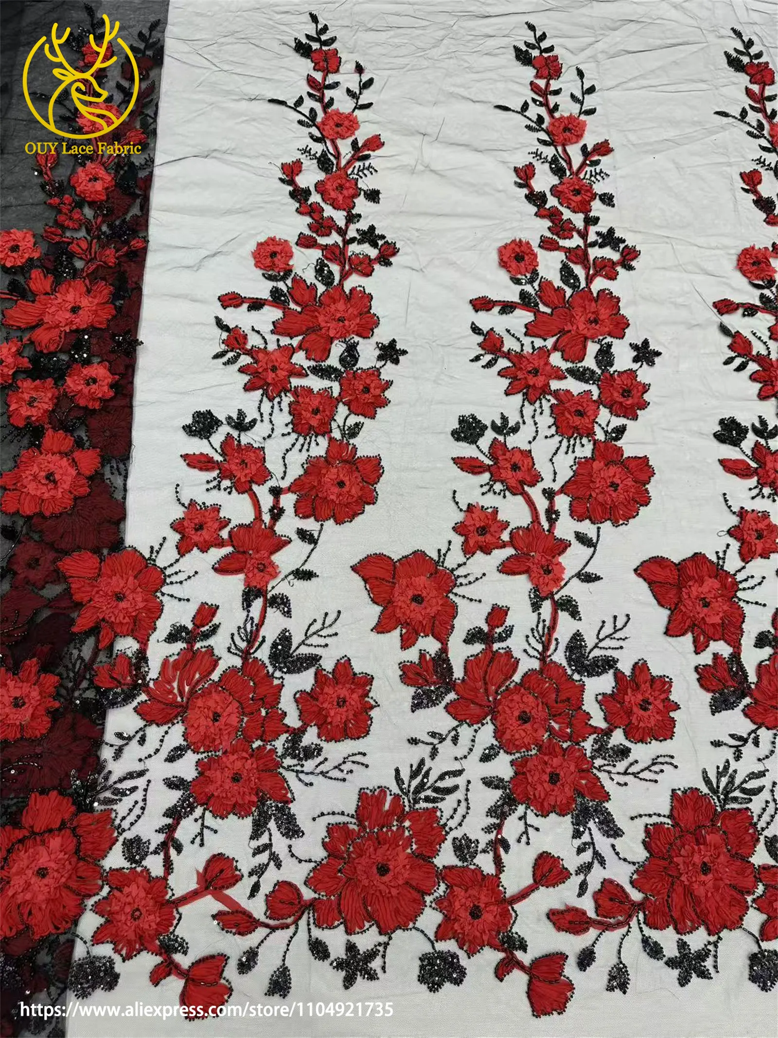Moda francese 3D fiore paillettes tessuto di pizzo 2025 di alta qualità nigeriano africano in rilievo ricamo tessuto di pizzo abito da donna cucito
