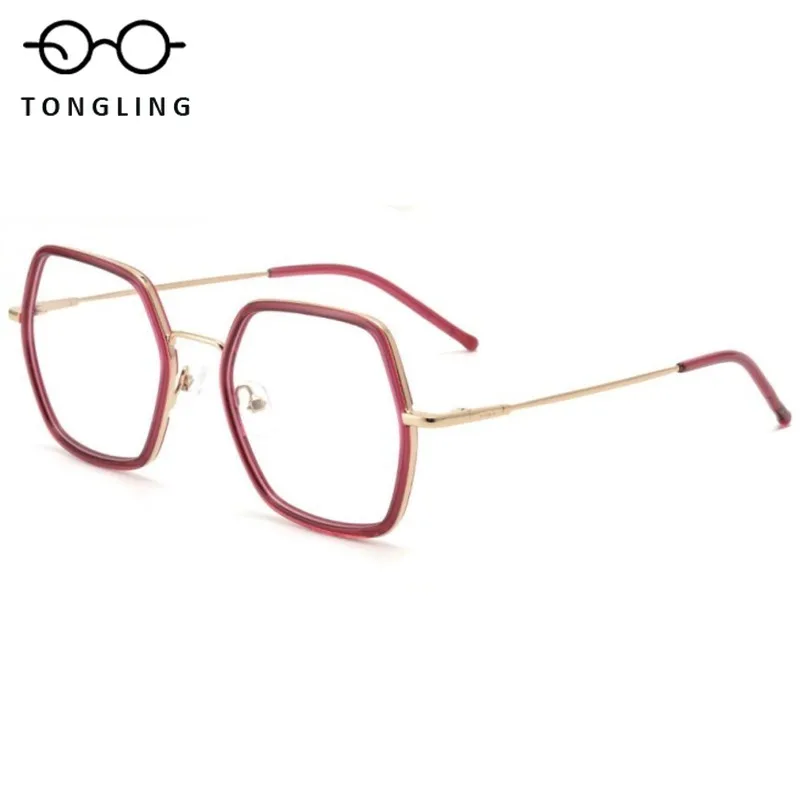 

2025 New High-Quality And Fashionable Women Bezel Metal Frame Polygonal Full-Frame Acetate Men Retro Personalized Eyewear Frame