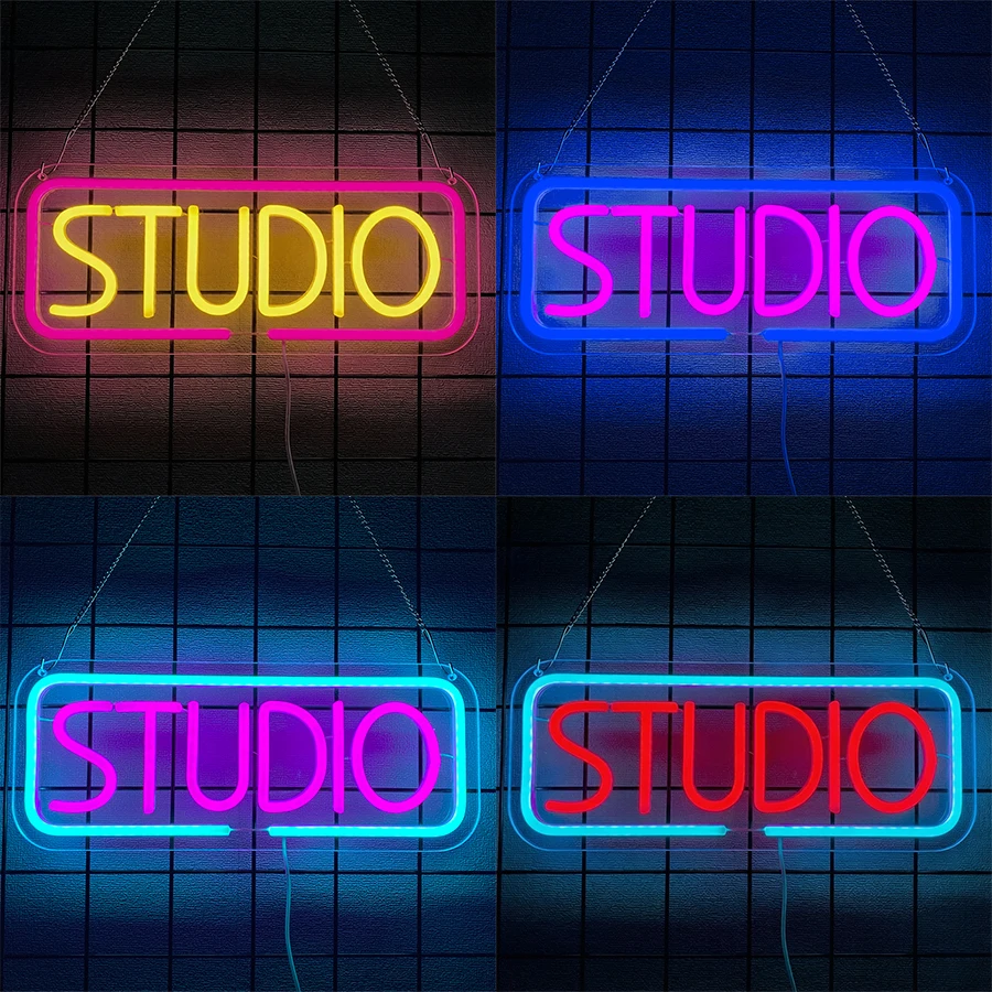 Neon Sign Of Studio, Led Light Of Music Studio, Used For Decor Of Studio Stream, Podcast Background, Game Room And Dj Booth.