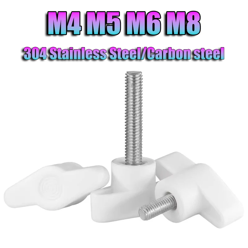 2~10pcs M4 M5 M6 M8 White Hand Tighten Handle Bolts Z-handle Bakelite Hand Knob Mechanically Adjustable Thumb Screws Wing Screws