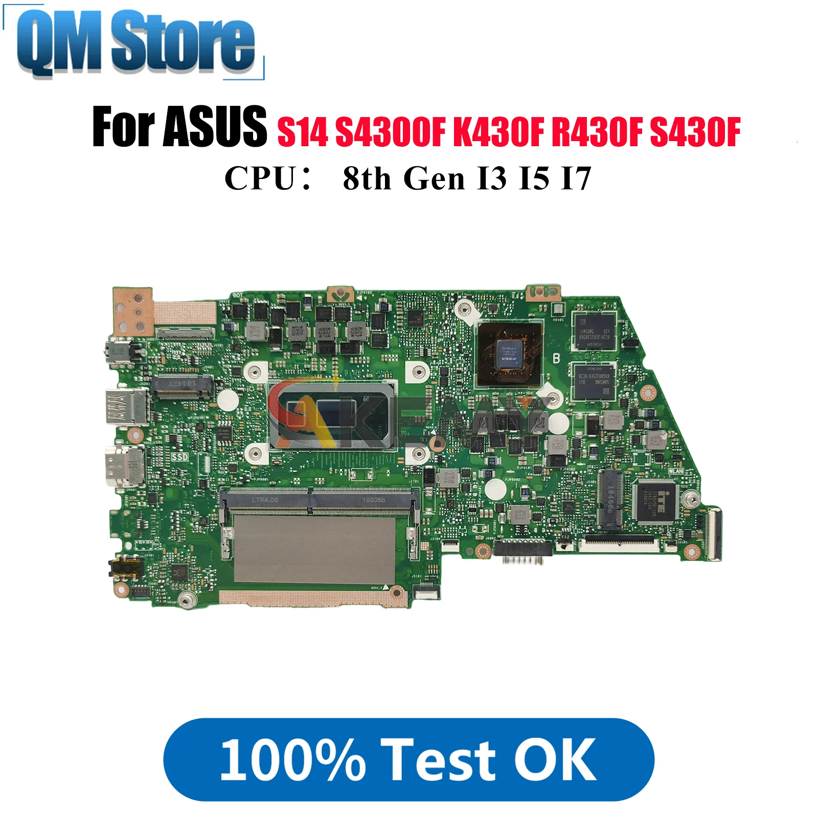 

X430FN Laptop Motherboard For ASUS VivoBook S4300F K430F S430F X430FN X430FA V430F S14 R430F X430F Mainboard With I3 I5 I7 CPU