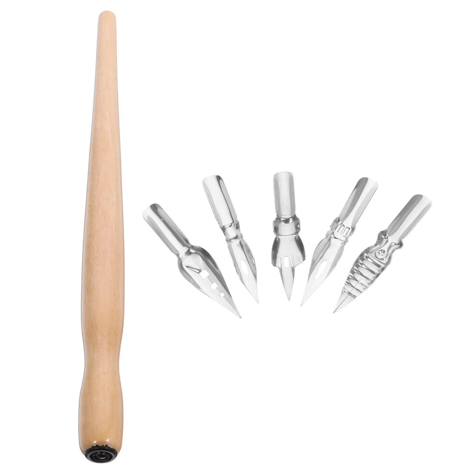 

1Set Multi Function Calligraphy Dip Pen Set Wood Steel Construction Easy Replace Nibs Precise Grip for Hand Lettering Artistic