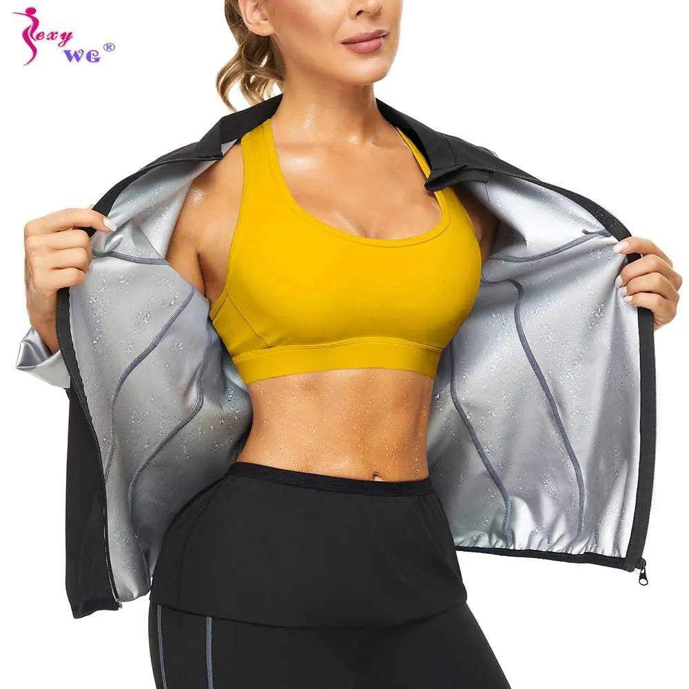 SEXYWG Sauna Jacket for Women Sweating Top Weight Loss Long Sleeves Thin Thermo Sportwear Fitness Body Shaper Workout Ladies Gym