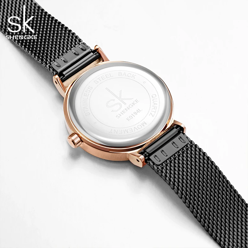 Shengke SK Luxury Brand Dress Golden Watch Ladies Elegant Diamond Quartz Wrist Watches For Women Steel Mesh Clock zegarek damski