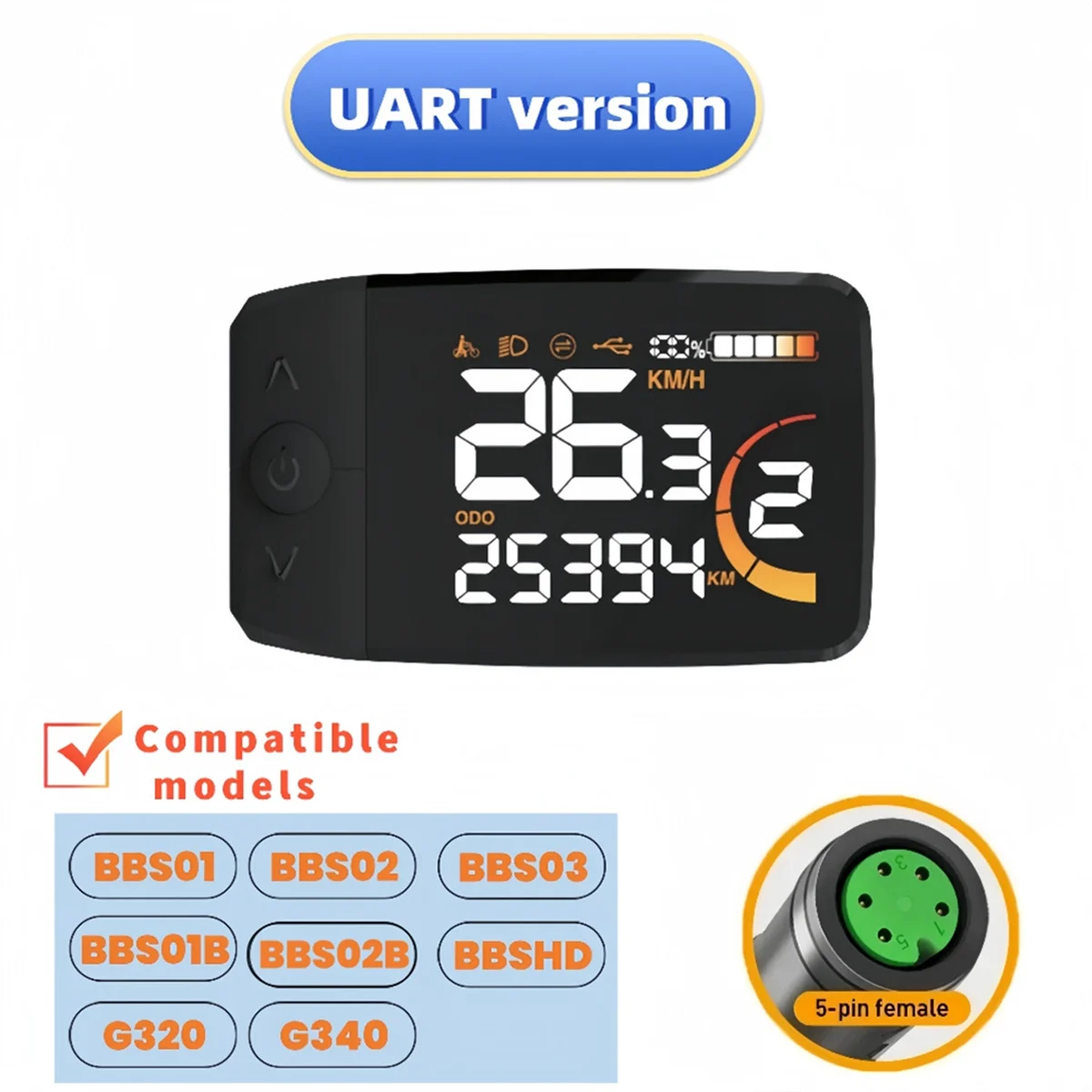 ABME Electric Assisted Bicycle DZ5348 Color Instrument for MID Motor M400 G510 G33 BBS01 BBS02 UART Protocol