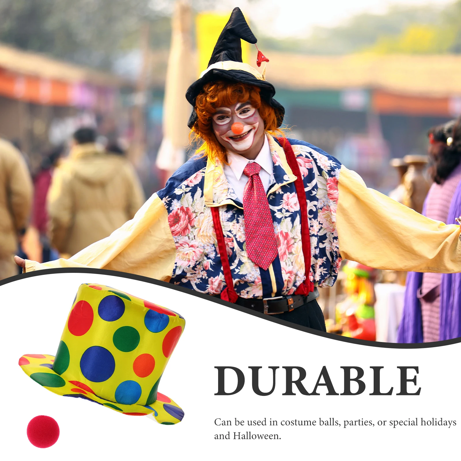 

2Pcs Funny Clown Hat Nose Accessories for Halloween Party Birthday Kids Adult Women Men Foam Toy Novelty Gadgets