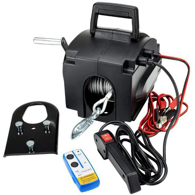 12V Marine Electric Winch 3500lbs Portable Marine Yacht Electric Winch Small Crane Traction Machine Rescue Equipment