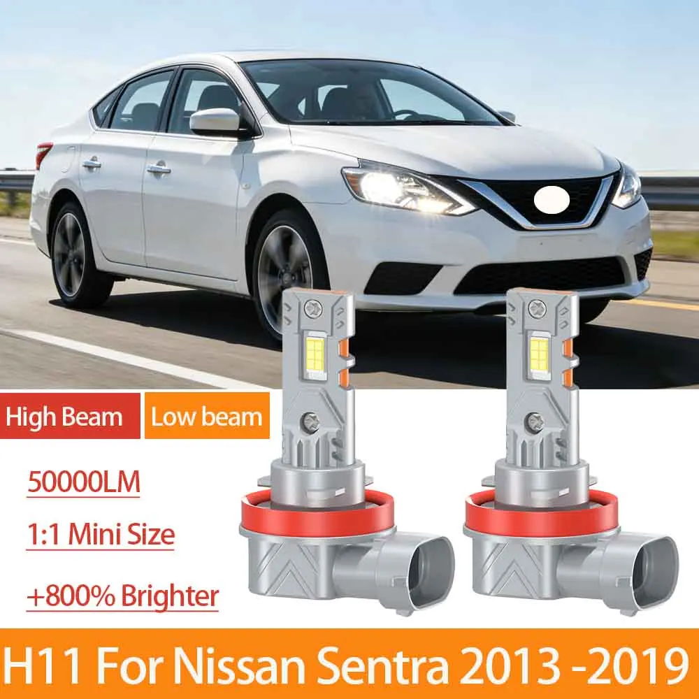 

For Nissan Sentra 2013-2019 Car Light Blub LED Canbus H11 H9 H8 High Low Beam Real 1:1 Size Headlight Plug And Play 12V 24V
