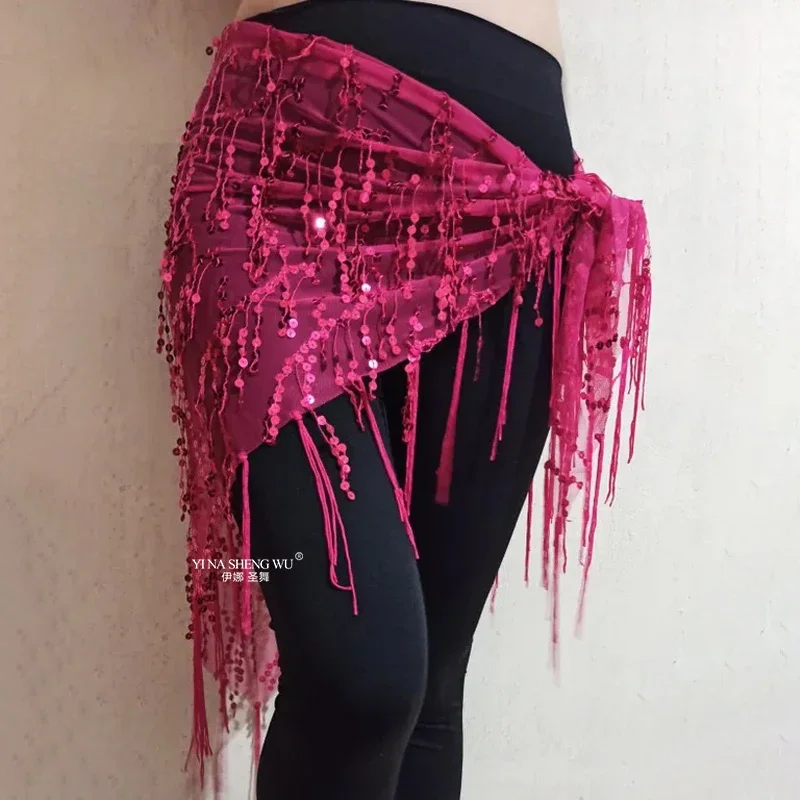 Vrouwen Buikdans Taille Keten Mesh Pailletten Kwastje Thailand India Arabische Buikdans HipScarf Wrap Driehoek Buikdans Accessoires
