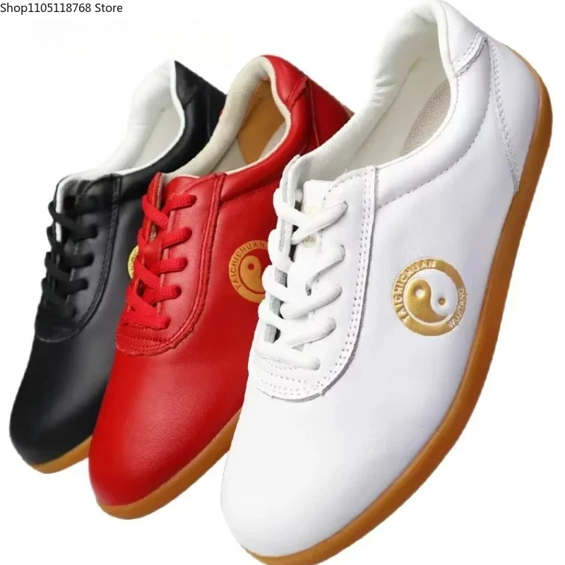 Tai Chi Shoes Martial Arts Shoes Genuine Leather Premium Cowhide Lightweight Non Slip Wushu Shoes Taiji Practice Footwear
