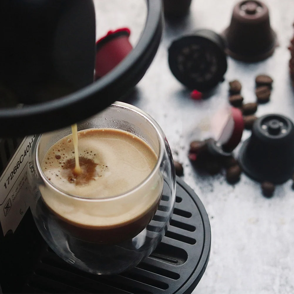 [РАСПРОДАЖА] Подходит для кофемашин Nespresso, многоразовые капсулы из нержавеющей стали для наполнения кофейным порошком, 9 шт., черные