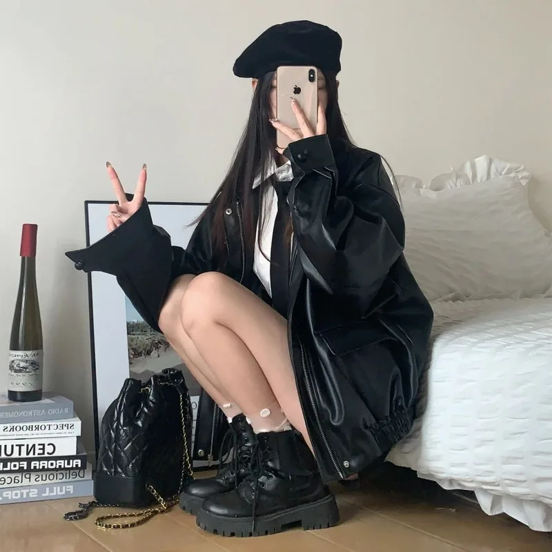 

Мужские и женские коричневые пальто, кожаная куртка для миниатюрных американских простых женских одежды, новые осенне-зимние модные куртки Майяра