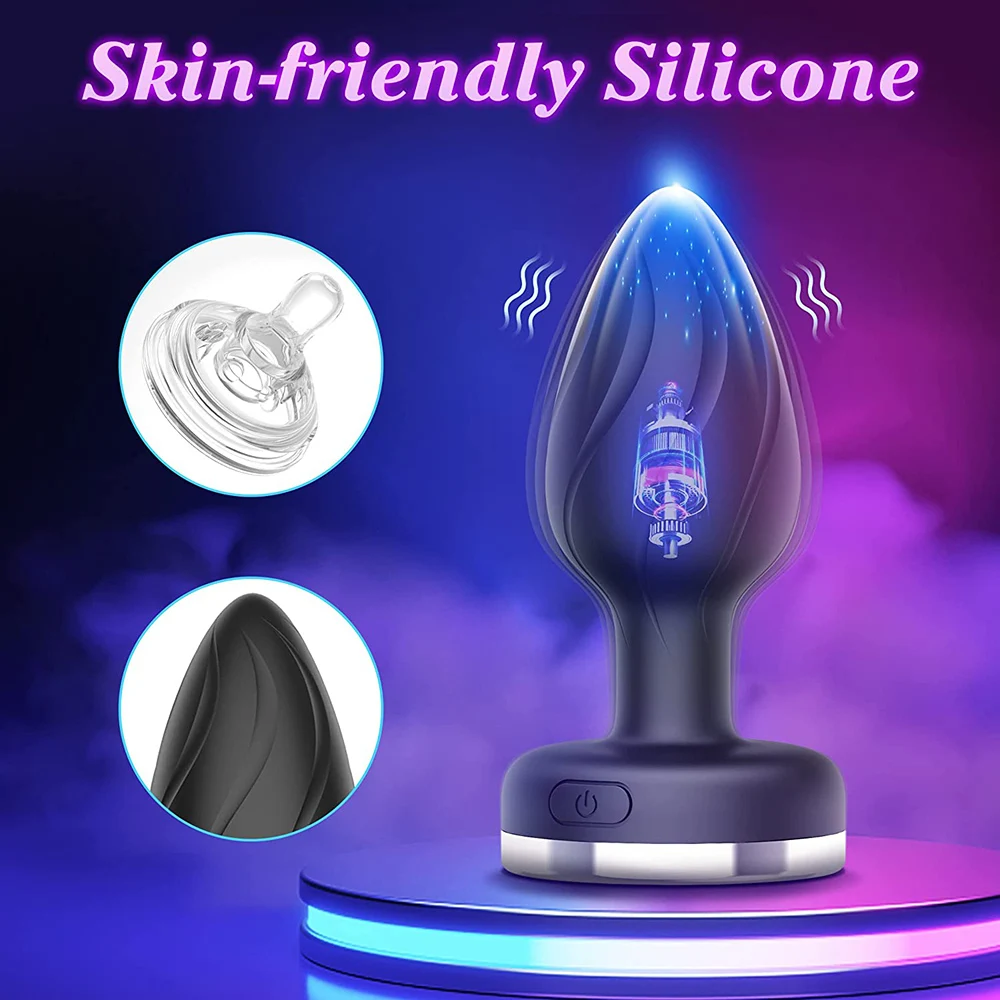 Silicone Led Anal Butt Plug Vibrator Luminous Lighting Large Anal Beads Plug Wireless Remote Control Vaginal Sex Toy Man Women