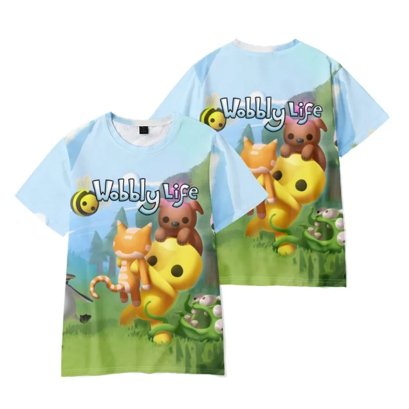 Nieuw Wobbly Life T-shirt met bedrukt shirt met ronde hals en korte mouwen Geschikt voor kleding Jongens Meisjes Dagelijkse benodigdheden