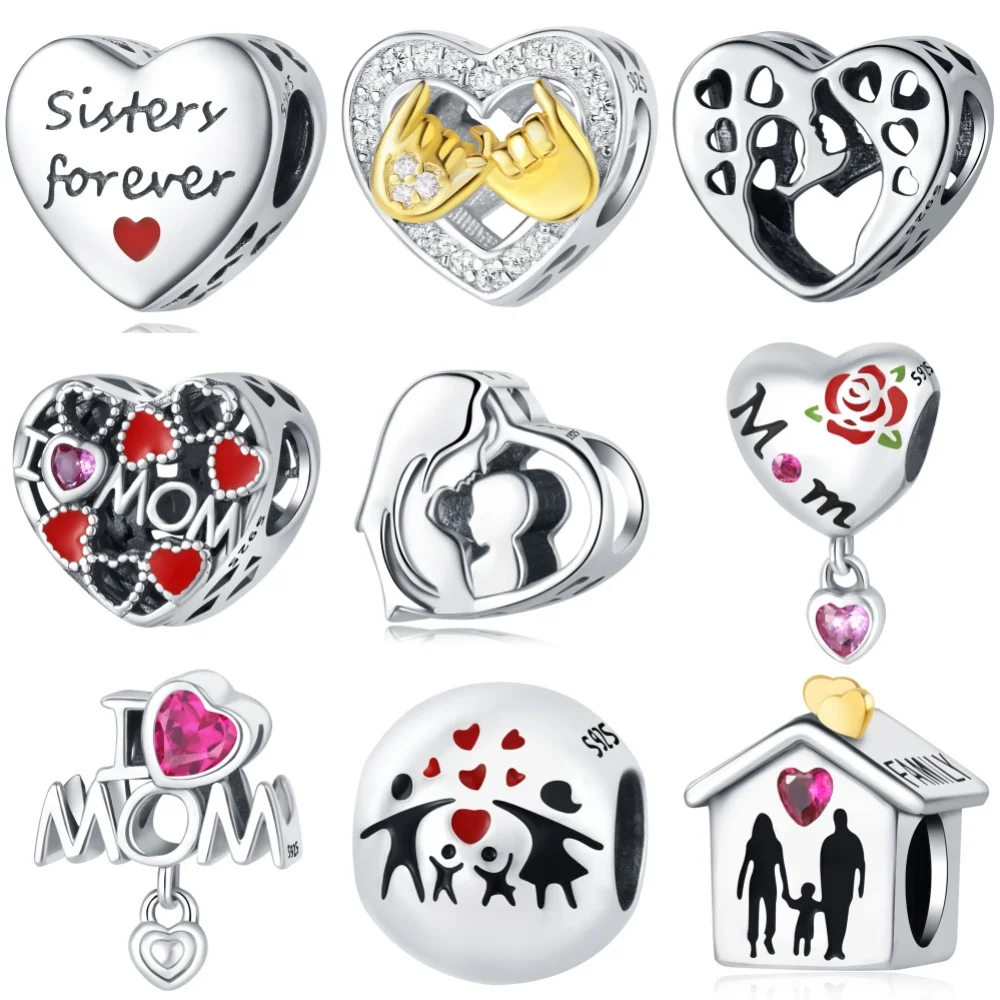 Hot 925 Sterling Silver Family and Friendship Series Charms Beads Fit Original Wear Bracelets S925 DIY Jewelry Accessories