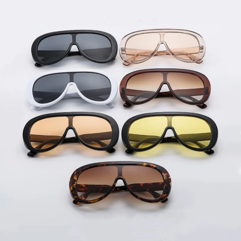 2025 New Fashion Pilot One-Piece Oversized Sunglasses Women Men Retro Luxury Designer Sun Glasses Trending Shades UV400 Eyeglass