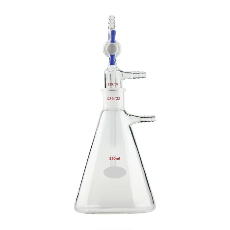 

250ml glass buffer bottle suction filtration device safety bottle pressure reducing bottle to prevent back suction and refl
