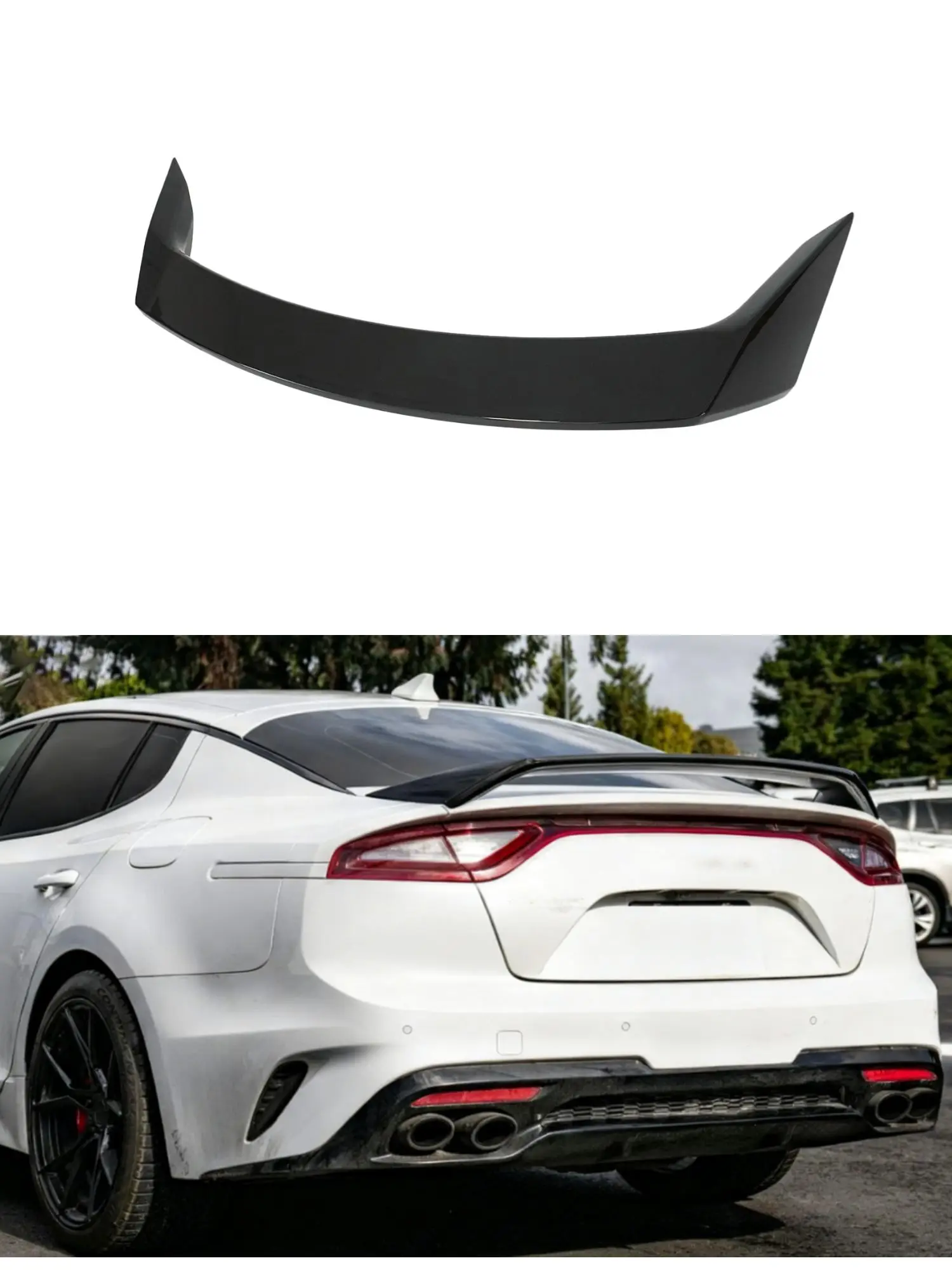 Spoiler dachowy tylny do KIA Stinger 2018-2025, styl Scorpion GT, czarny połysk, malowany na włókno węglowe, akcesoria samochodowe, zestaw karoserii, plastik — 2